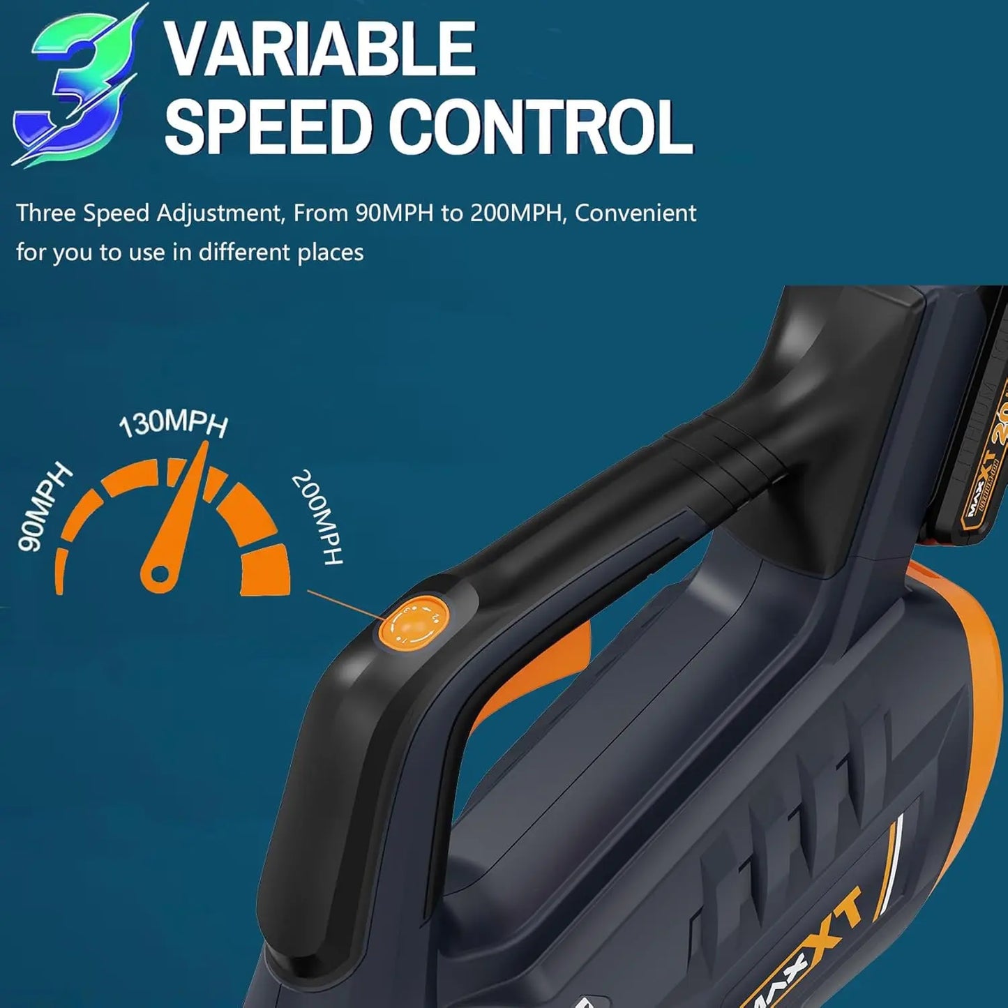MAXXT 20V Cordless Brushless Leaf Blower - Unleash 360CFM Power with 200MPH Speed, 3 Adjustable Settings & 30-Minute Runtime for Effortless Outdoor Cleaning!