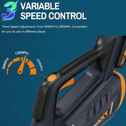 MAXXT 20V Cordless Brushless Leaf Blower - Unleash 360CFM Power with 200MPH Speed, 3 Adjustable Settings & 30-Minute Runtime for Effortless Outdoor Cleaning!