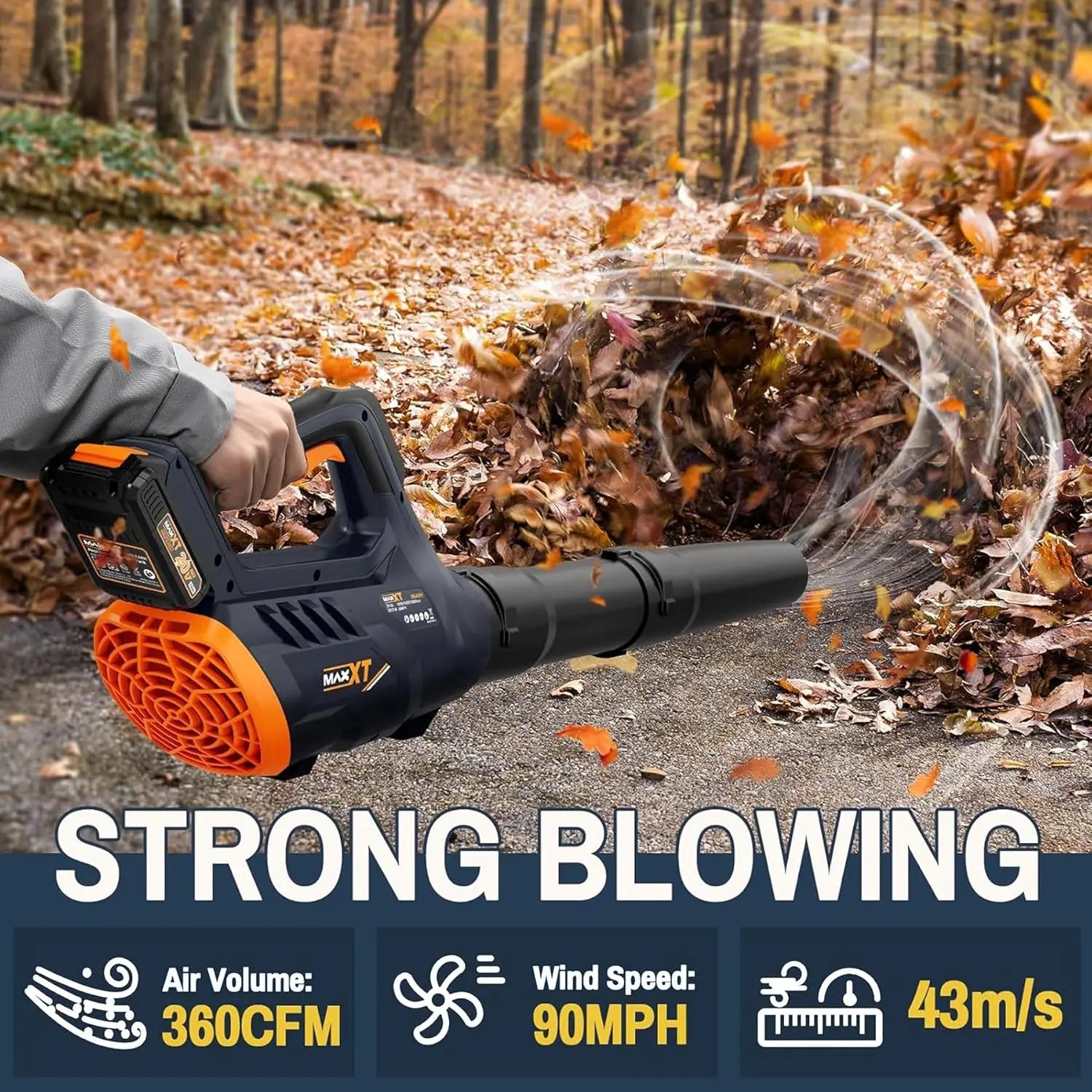 MAXXT 20V Cordless Brushless Leaf Blower - Unleash 360CFM Power with 200MPH Speed, 3 Adjustable Settings & 30-Minute Runtime for Effortless Outdoor Cleaning!