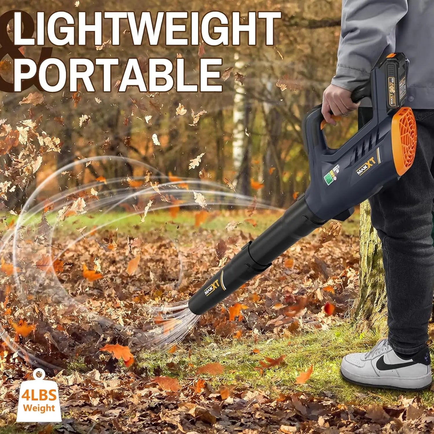MAXXT 20V Cordless Brushless Leaf Blower - Unleash 360CFM Power with 200MPH Speed, 3 Adjustable Settings & 30-Minute Runtime for Effortless Outdoor Cleaning!